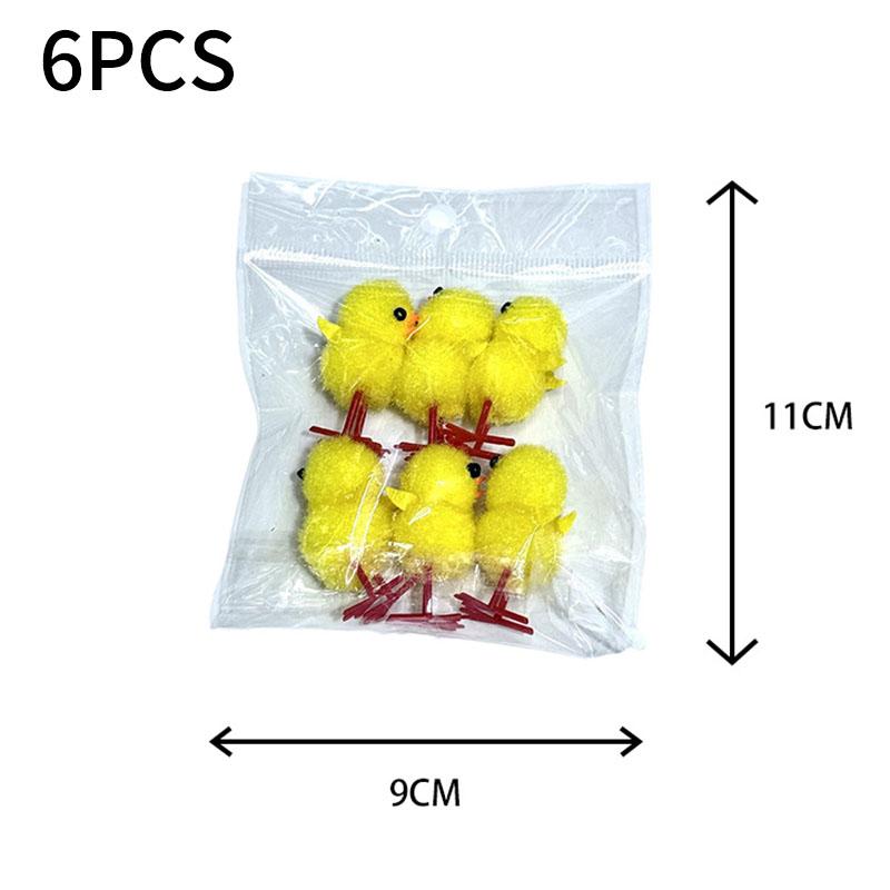 6-72PCS Festive Easter Yellow Mini Chick DIY Craft Party Gift Egg Decor Holiday Decoration Seasonal Spring Home Ornament 6 pcs