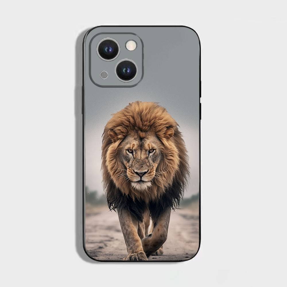 Animal Cover Tiger Lion Phone Case For iPhone 16,15,14,13,12,11 Plus,Pro Max,XS,X,XR,SE,Mini,8,7,Soft Silicone Black Cover