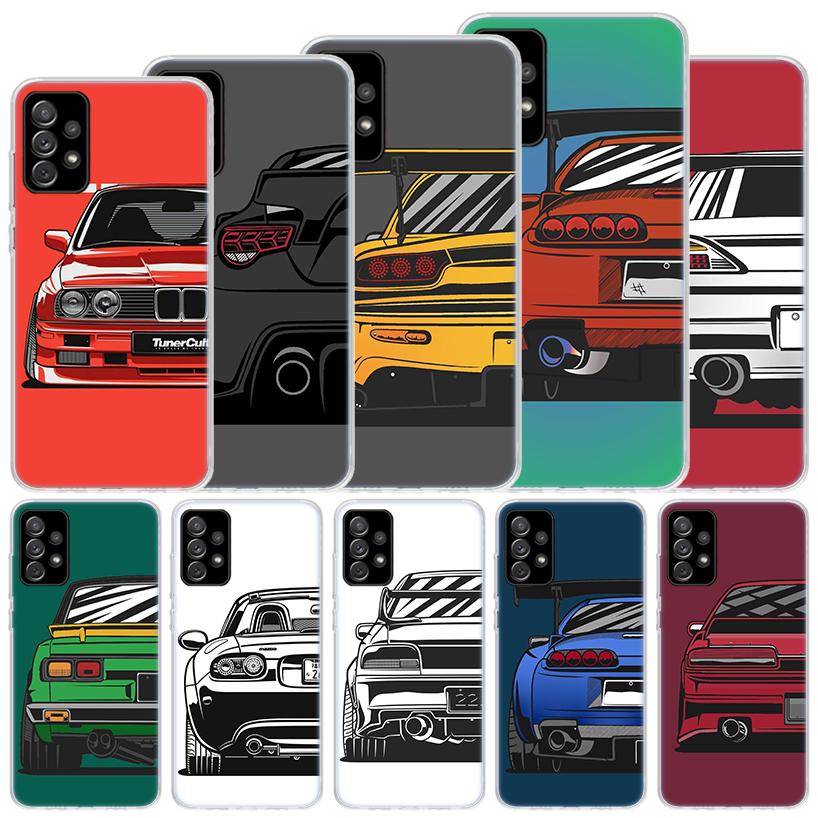 

Japan JDM Sports Cars Comic Soft Case For Samsung Galaxy A51 A71 A50 A70 A21S Phone Cover A30 A20E A10 A31 A41 A6 A7 A8 A9 Shell