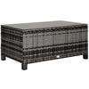 PE Rattan Garden Coffee Table, with Glass Table Top - Grey