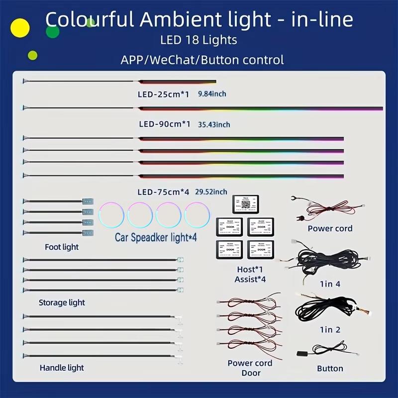 30in1 Symphony Car Ambient Light RGB 128 Color Universal Car Interior led strip acrylic Backlight Guide Symphony Atmosphere lamp