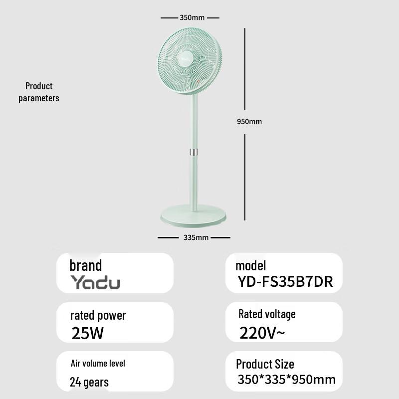 YADU DC Inverter Energieeffizienter Standventilator CN-Stecker (Adapter enthalten)