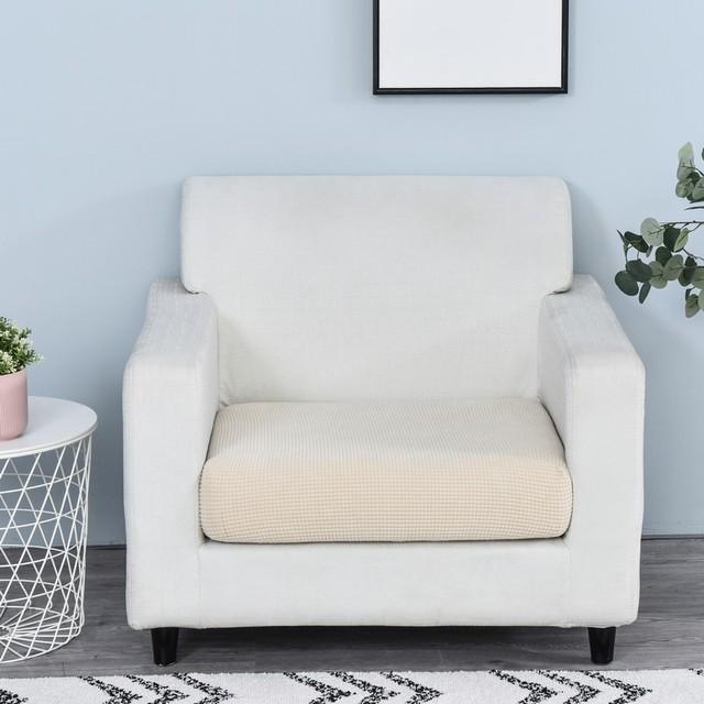 1pc Jacquard Sofa Seat Cushion Cover Chair Cover Stretch Washable Removable Slipcover Solid Color Polar Fleece Sofa Protector