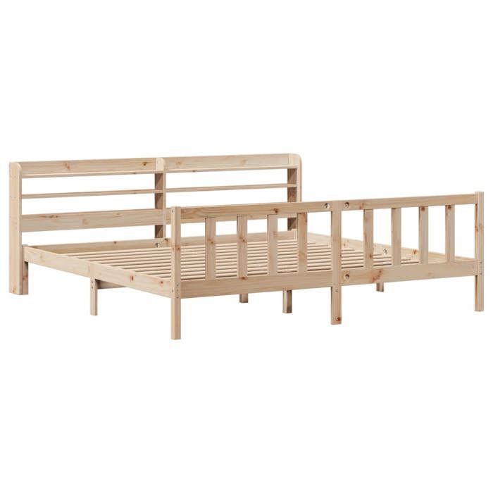 VidaXL Bed Frame with Headboard 180x200 Cm Solid Pine Wood, Bed, Bedroom Furniture, Wooden Bed, Bed 3306586