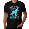 Just A Girl Who Loves Wolves Tshirt Casual Graphic Print Tee