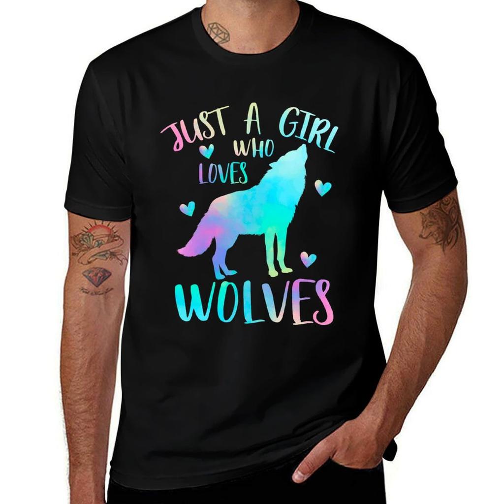 Just A Girl Who Loves Wolves Tshirt Casual Graphic Print Tee