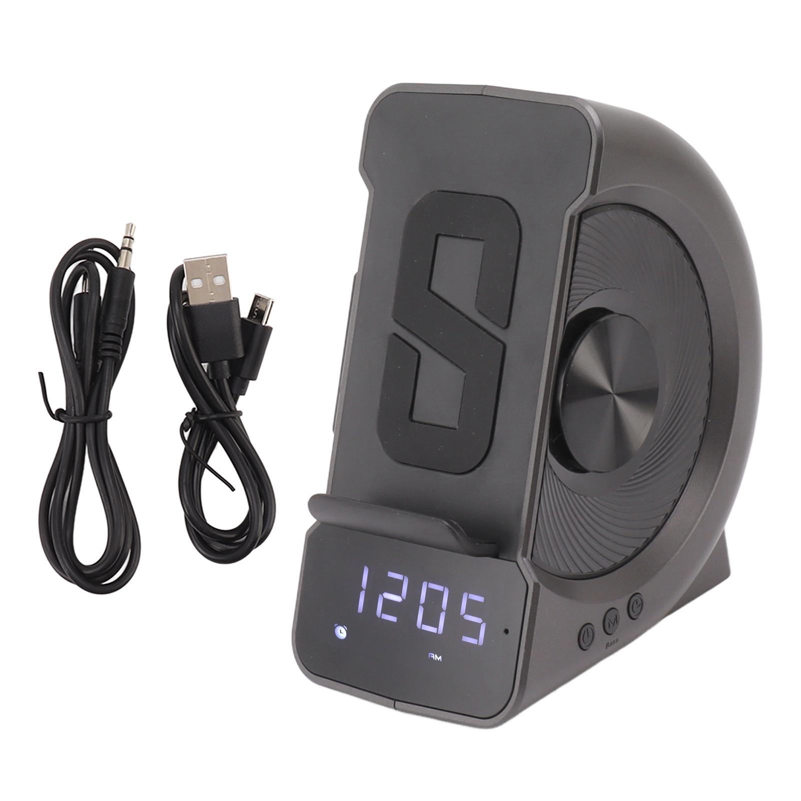 

3 в 1 Bluetooth-динамик PC ABS Будильник с беспроводной зарядкой для ночника 10 Вт Синий серый