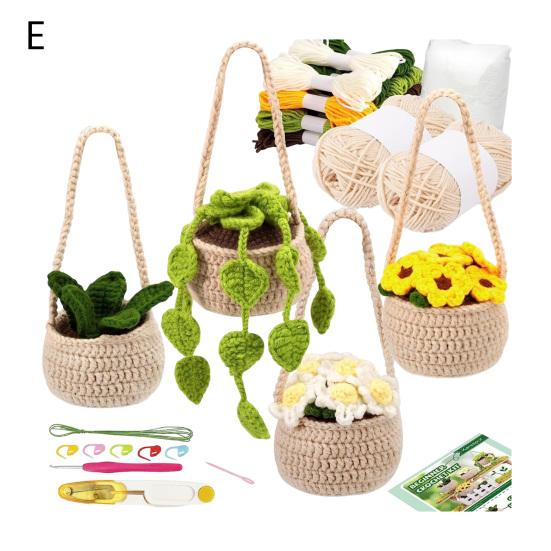 Häkelset für Kinder, niedliche Biene, Kartoffel, Topfpflanze, Paar, Katzenform, Strickpuppe, Anfänger-Häkelset, DIY-Strickzubehör