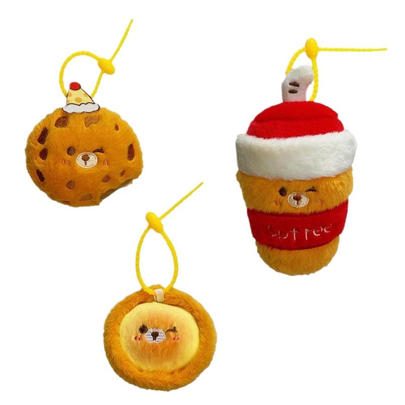 Cute Dessert Series Plush Keychain Mini Stuffed Doll Bag Charm Pendants Bag Hanging Ornament Backpack Keyring Kids Gift