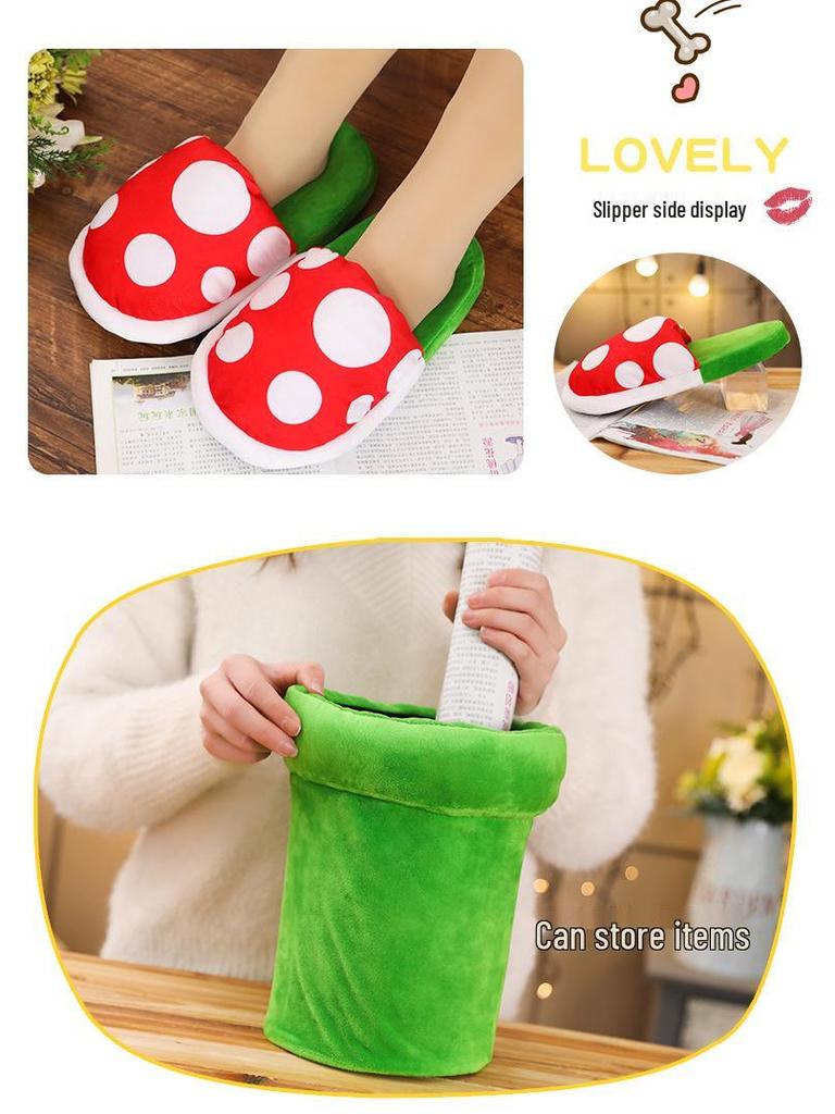 Venus Flytrap Mario Game-Inspired Warm Cotton Slippers