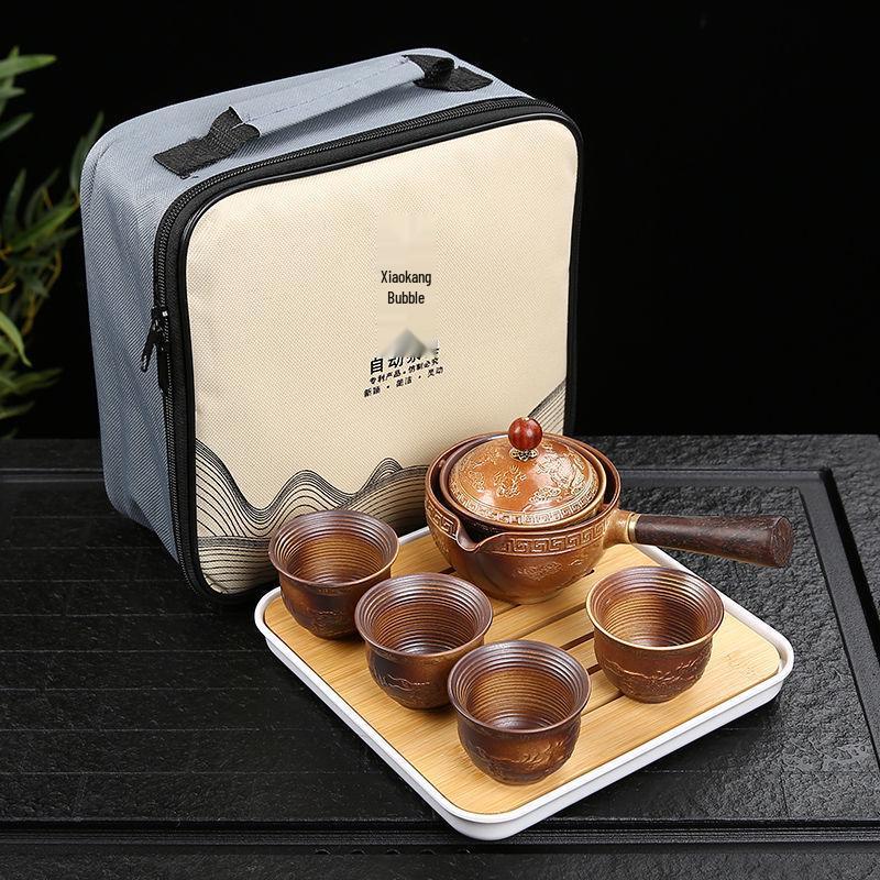 Portable Ceramic Travel Tea Set with Automatic Kung Fu Tea Maker - Business Gift