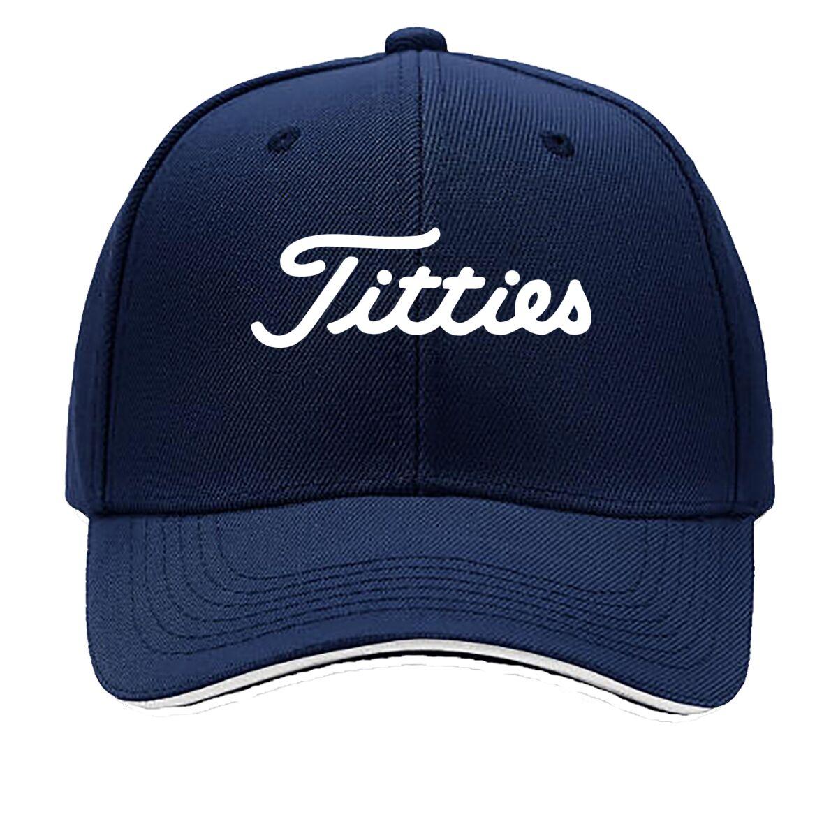 

Titties Bold Text Art Sandwich Baseball Cap One Size темно-синього кольору