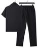 Men's 2024 Spring/Summer Color Block Waffle Corduroy Two-Piece Set