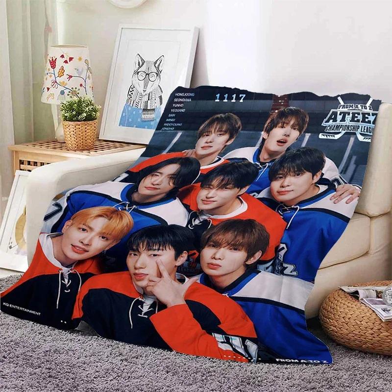 Warm Fluffy Throw Blanket for Bed Sofa Ateez Kpop Fleece Custom Decorative Nap Blankets King Size Microfiber Home Textile