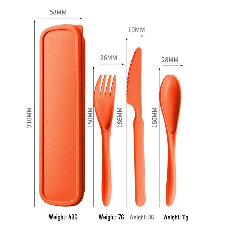 Wheat Straw Travel Cutlery Set: Knife, Fork, Spoon with Storage Box