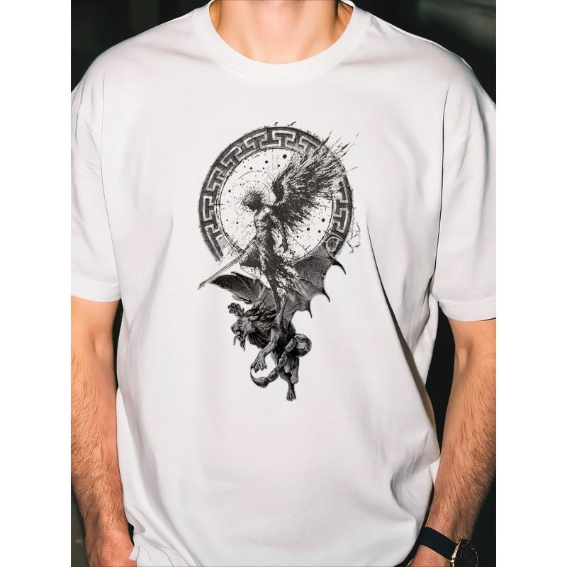 A Stylish And Avant-Garde Design Featuring Illustrations And Artistic Flair On a White T-Shirt with Unique Prints, Classic Crew Neck Tee Is Soft