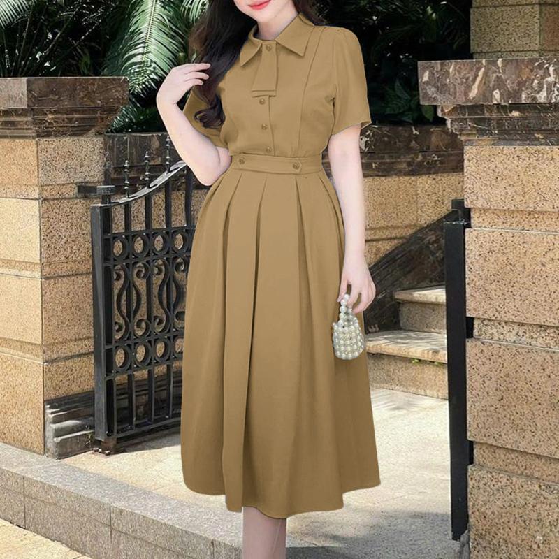 

ZANZEA Женские блузки с коротким рукавом и юбки Повседневные костюмы-двойки 4XL хаки