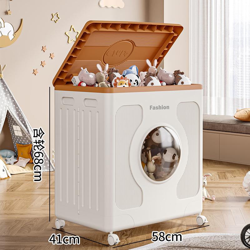 Modern Wardrobe Organizer, 16L Collapsible Storage Box, Flip-Top Dustproof Cabinet, Portable Toy Bin with Wheels