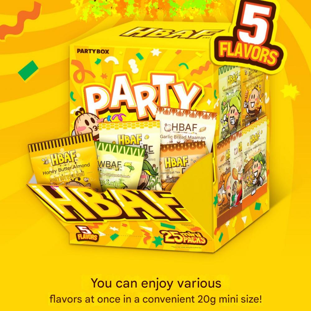 HBAF Mini Party Box Yellow 20g - 5 Types X 5 Packs, 1 Box (500g)