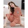 Pajamas Women's Summer, New Spring and Summer Short-sleeved Cute Loose Cropped Pants Loungewear Two-piece Set Summer
