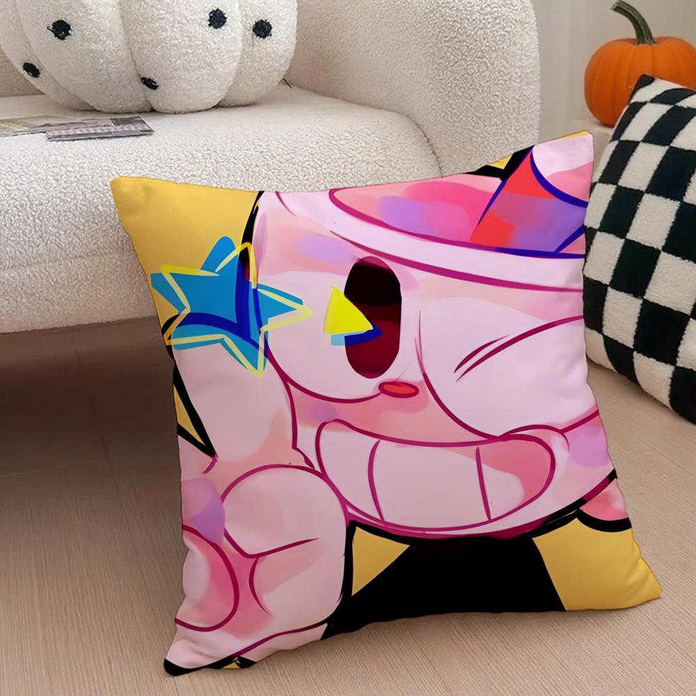 Retro Cartoon American Game CCuphead Cushion Cover Throw Pillow Cover Hidden Button Durable Polyester Chair Cushion