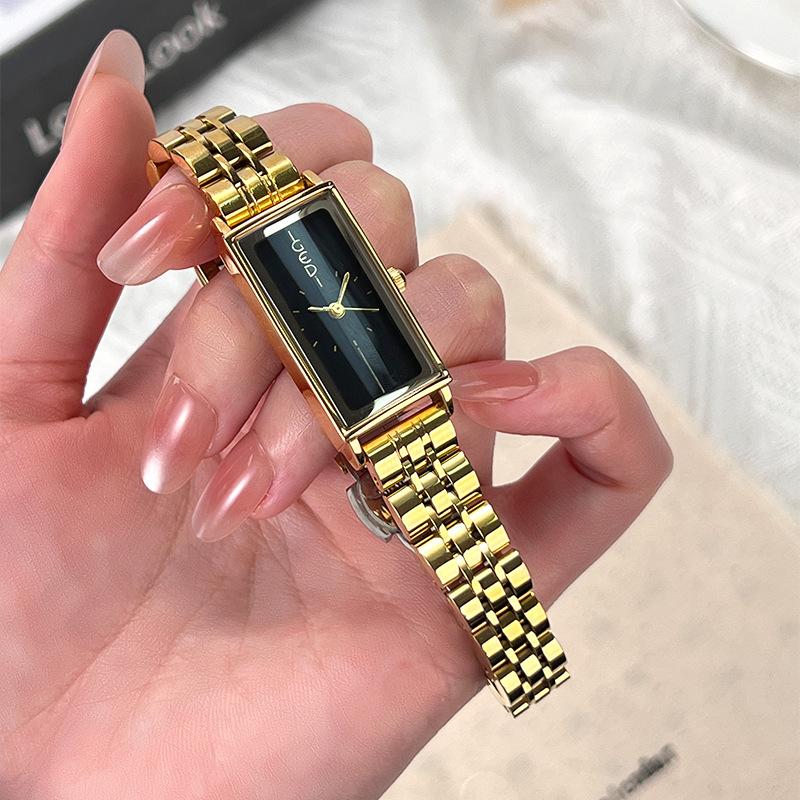 Medieval High-End Temperament Rectangular Steel Belt Watch Women'S Simple Niche High-Value Quartz Watch