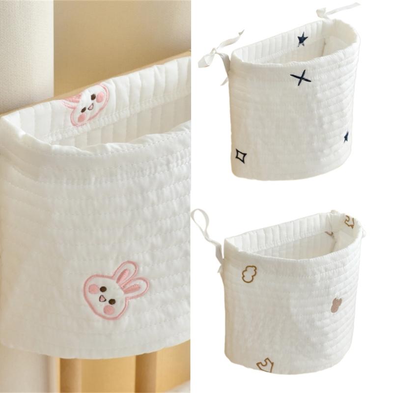 Baby Cot Hanging Storage Bag Bedside Hanging Storage Pocket Cotton Bag for Organizing Diapers & Toy Beside this crib