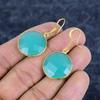 Green Chalcedony Gemstone Handmade 925Sterling Silver Jewelry Earring 1.58" M-3163