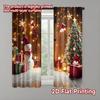 2pcs 2D Flat Printing Merry Christmas Drapes Colorful Snowmen_ Candy Bars Versatile Durable Polyester Without Electricity Family