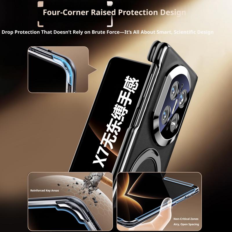 Premium Genuine Leather Magnetic Case For Huawei Mate X7 X6 X5 Smart Touch View No Flip For Answering Rotating Bracket Cover