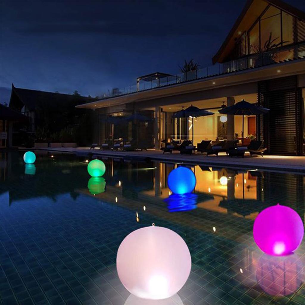 15.7inch LED Beach Ball 16 Colors Changing Light up Pool Ball Remote Control Inflatable IP68 Waterproof Glow in Dark Pool Light