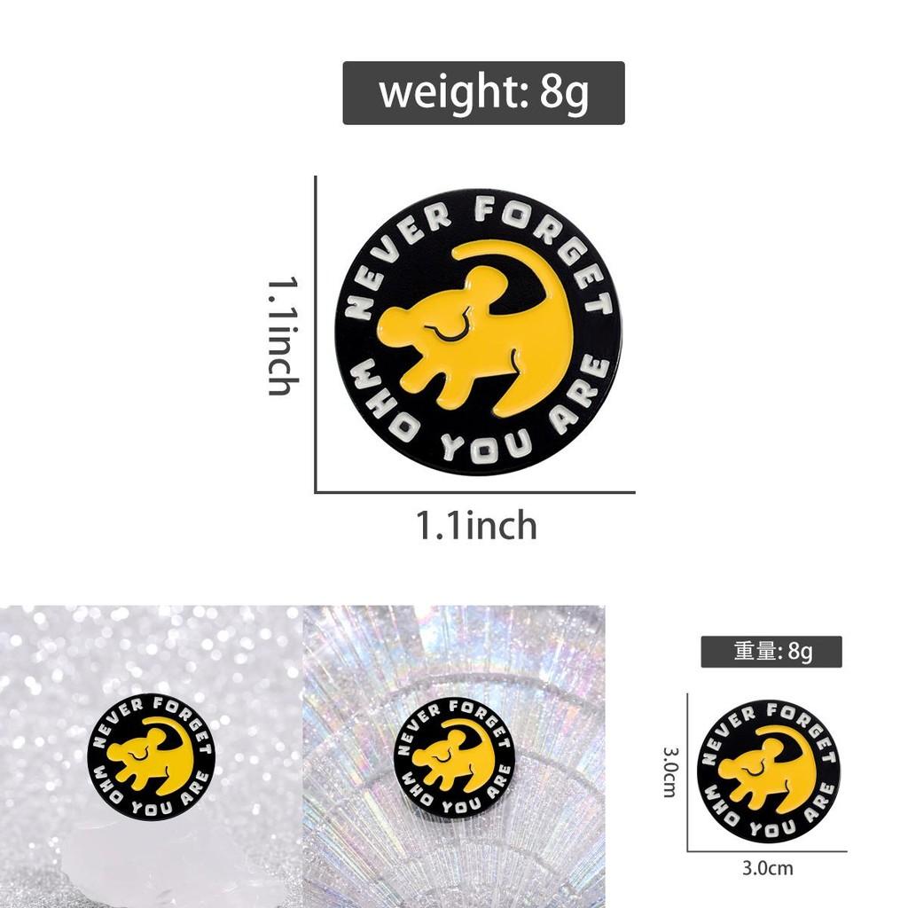 Stylish And Fun Geometric Round Never Forget Who You Are Cartoon Dog Metal Pin