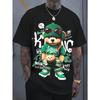 Camiseta para Hombre con Estampado Digital 3D de Oso Punk, Patrón de Oso de Dibujos Animados, Cómodo Top de Manga Corta, Ropa para Exteriores para Hombre