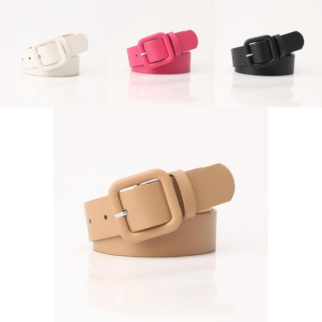 Elegant Ladies Faux Leather Belt With Geometric Buckle For Chic Sophisticated Look