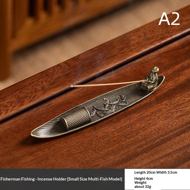 Mini Fishing Boat Incense Burner Old Man Style 1Pcs Aesthetic Censer for Tea Room Desktop Aromatherapy Meditation Use
