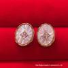 Vintage Red Agate & Zircon Inlaid Oval Shell Daisy Stud Earrings - Versatile Jewelry for Daily Wear