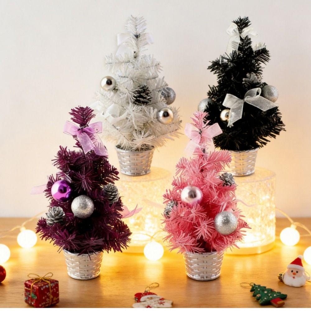 with Balls Bows Christmas Tree 15cm Children DIY Handicraft Home Bedroom Party Decorations