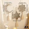 Ornements en Bois Étoile Lune Chaleureuse Ornements Suspendus en Bois pour le Ramadan avec Pompons Décoration d'Arrière-Plan pour la Photographie Décoration Murale pour la Maison