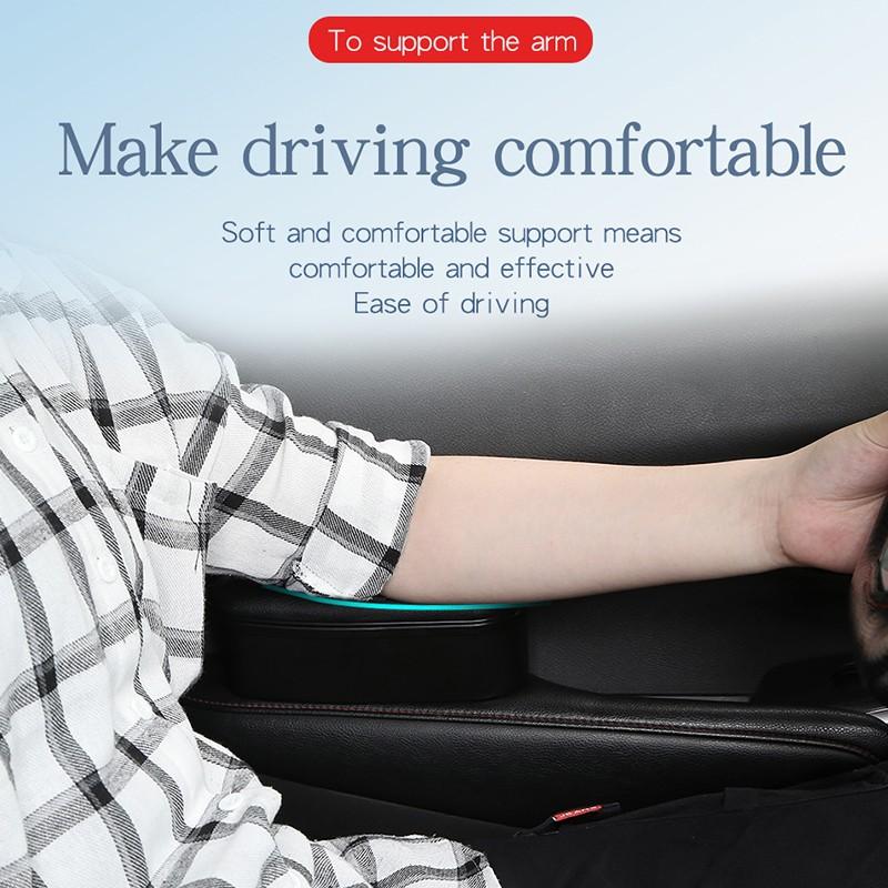 1 peça Apoio de braço ergonômico de couro para porta de carro com caixa de armazenamento