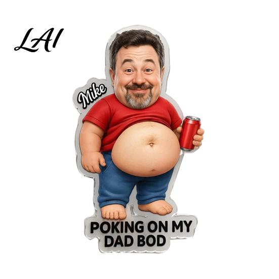 Zachte Buik Koelkastmagneet Papa met Buik Stressverlichter Knijp Notitiehouder Koelkastmagneet Foto voor Keukendecor