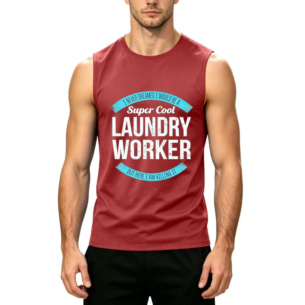 Men's Sleeveless Casual Tank Top Muscle Shirt Printed Workwear Summer Lightweight Workout Gym Tee