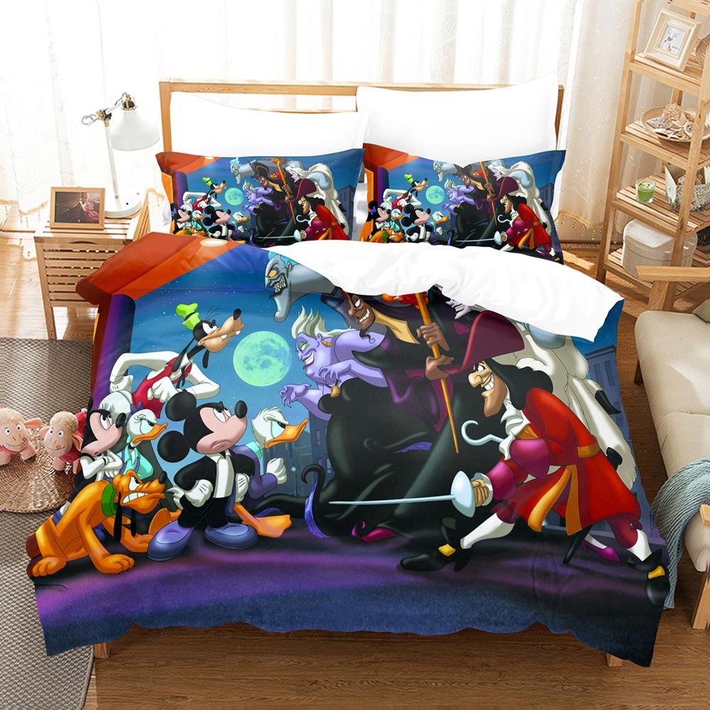 3D Cartoon Animation Bedding Three-Piece Digital Printing Microfiber Polyester Cotton Quilt Cover