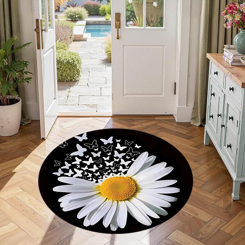 Flower Round Carpet Suitable for Living Rooms Balcony Dormitory Study room Antislip Round Carpet Decorate Offices Perfect Gift for Friends Family