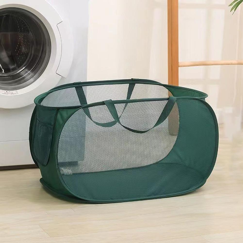 Folding Laundry Basket Organizer For Dirty Clothes Bathroom Clothes Mesh Storage Bag Household Wall Hanging Basket Frame