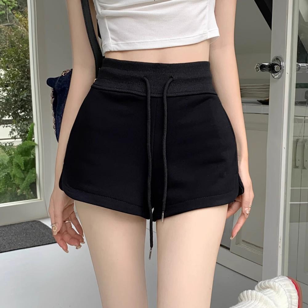 

Petite High-Waist Gray Sports Shorts for Women - Summer A-line Style, Slimming, Casual, Super Short XL чорний