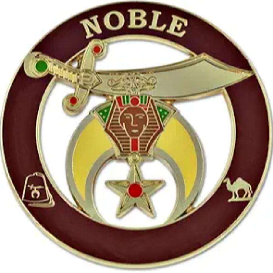 Shriner Masonic Auto Emblem - [Burgundy & Gold][3   Diameter]  3  Diameter