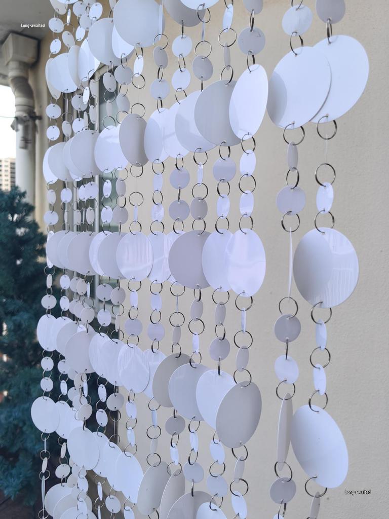 White Solid Color Round Hanging Curtain for Wedding Background & Corridor Wind Chimes Decoration