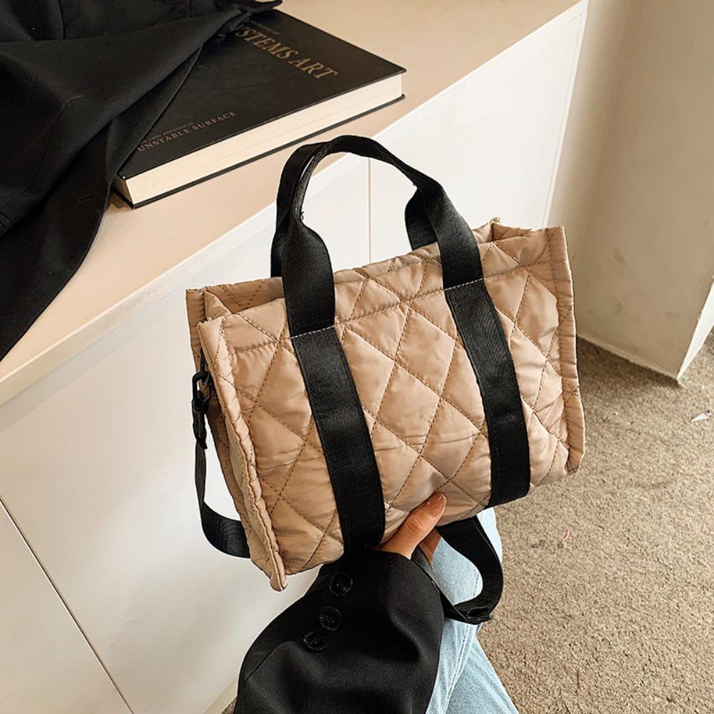 Rhombus Plaid Korean Shoulder Bag Korean Style Small Puffer Bag  Office Worker