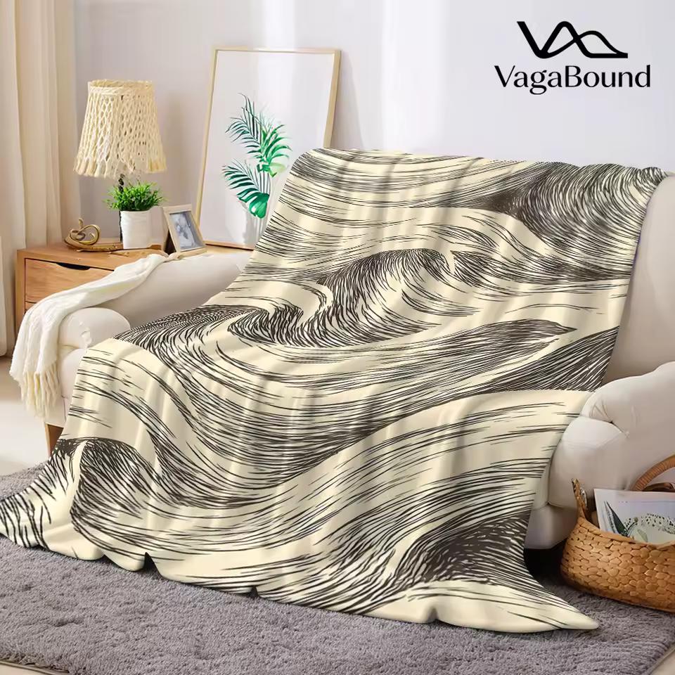 Ink Wave Flannel Blanket Warm Soft Halloween Christmas Couch Warm Cozy Decorative Decor Gift for All Season