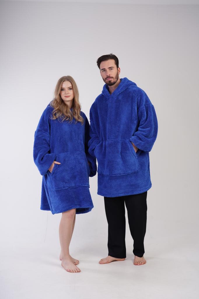 Bluza Koc Oversize Kocobluza Pluszowa 2W1 Szlafrok Z Kapturem Duża Gruba